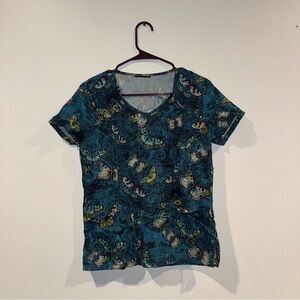 Butterfly Patterned Scrub Top